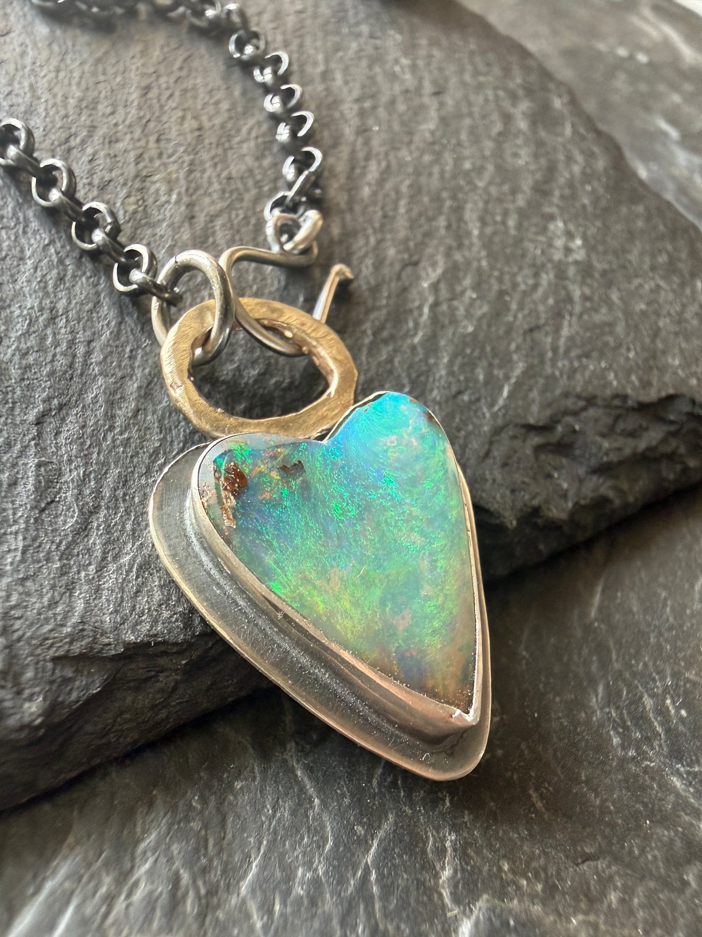 Boulder Opal Heart Pendant