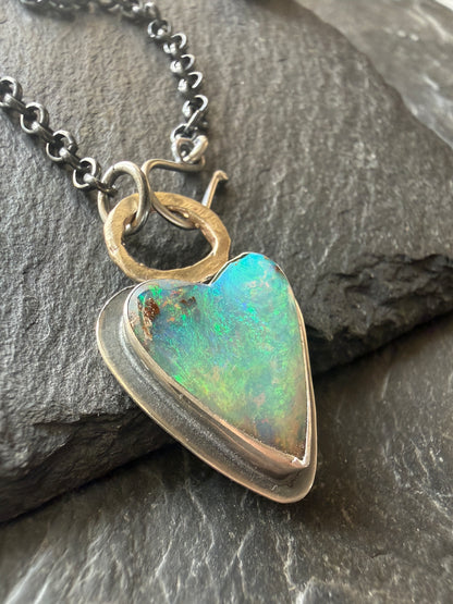 Boulder Opal Heart Pendant