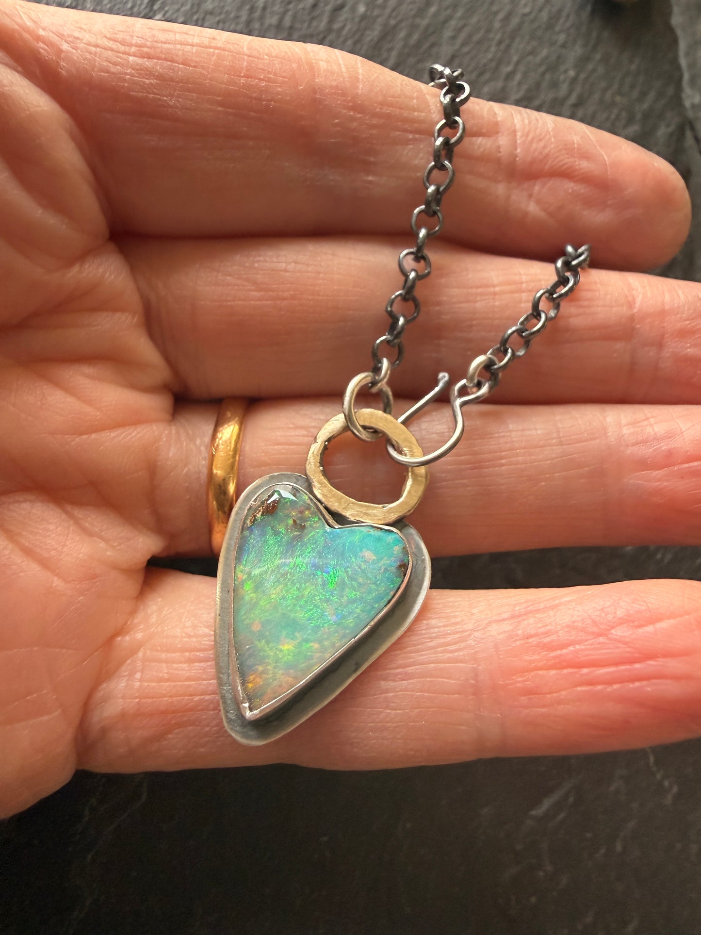 Boulder Opal Heart Pendant