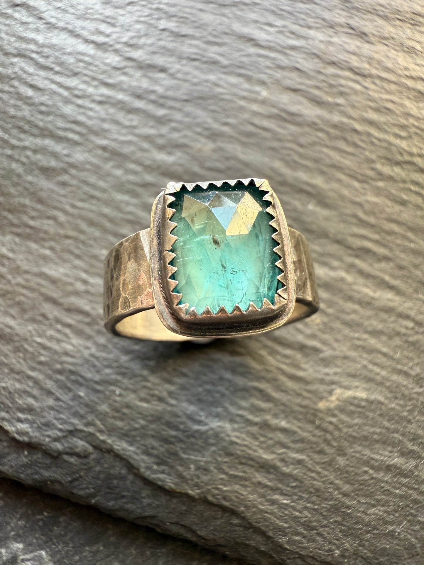 Emerald Kyanite Ring size 7.5