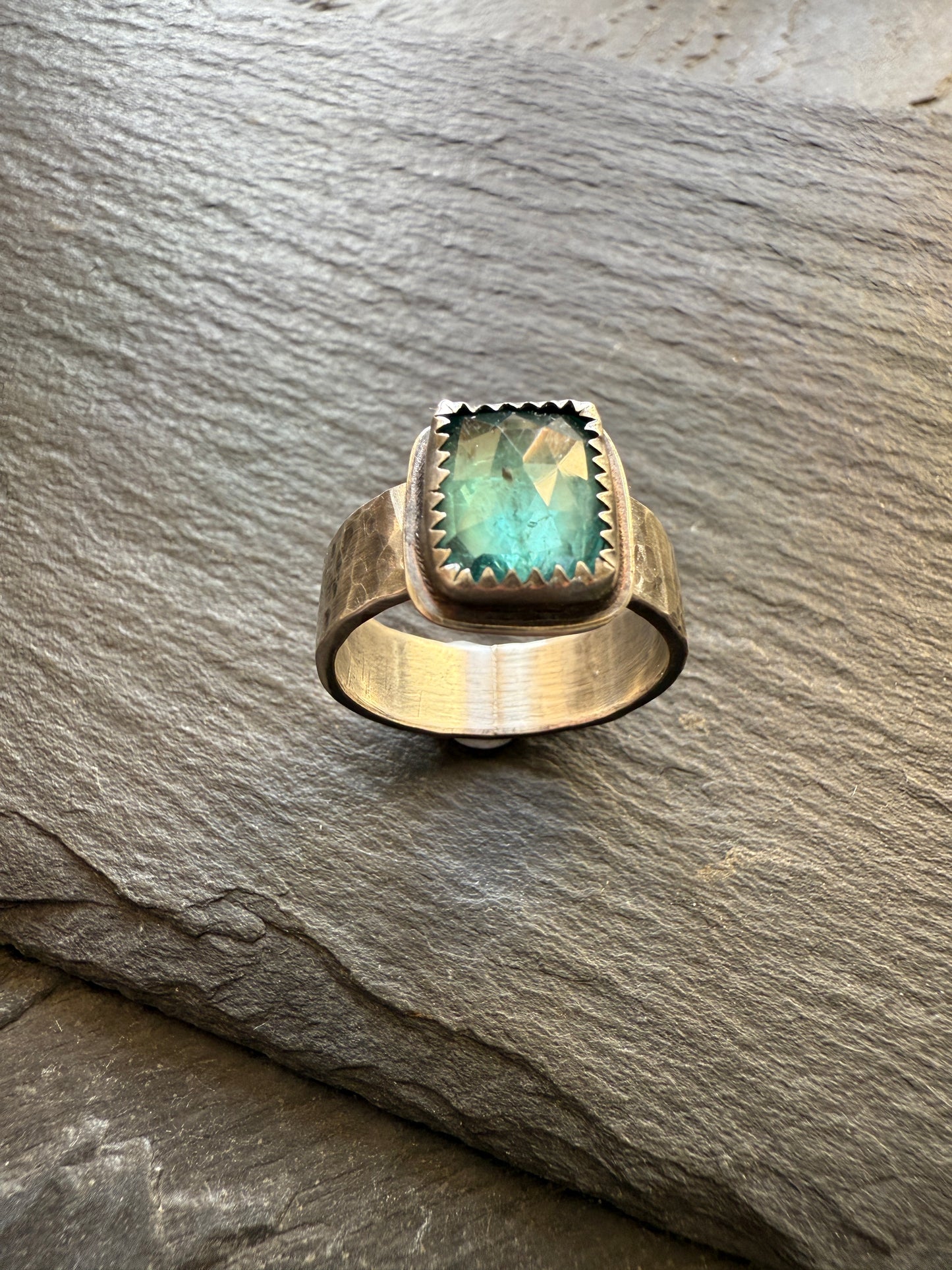 Emerald Kyanite Ring size 7.5