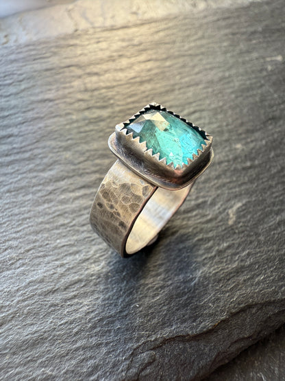 Emerald Kyanite Ring size 7.5