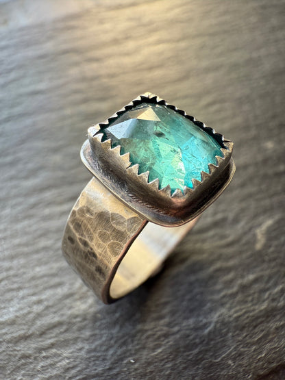 Emerald Kyanite Ring size 7.5