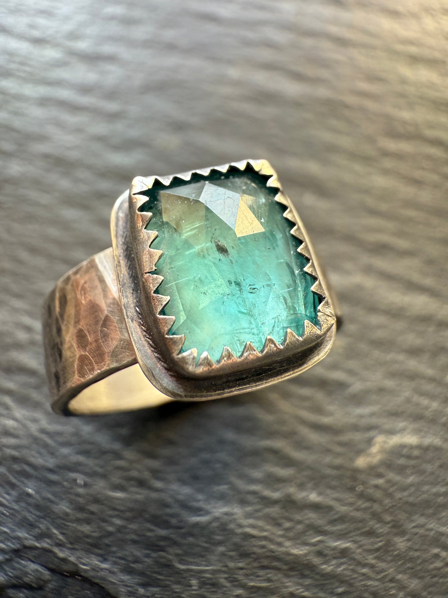 Emerald Kyanite Ring size 7.5