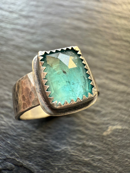 Emerald Kyanite Ring size 7.5