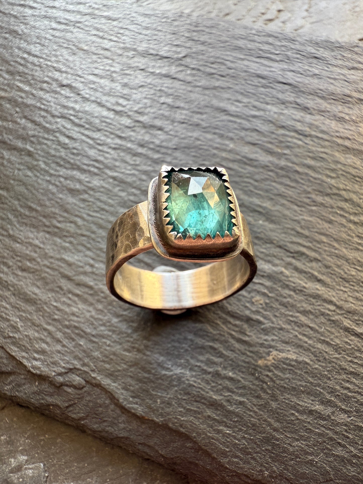 Emerald Kyanite Ring size 7.5