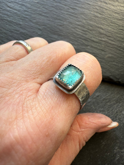 Emerald Kyanite Ring size 7.5