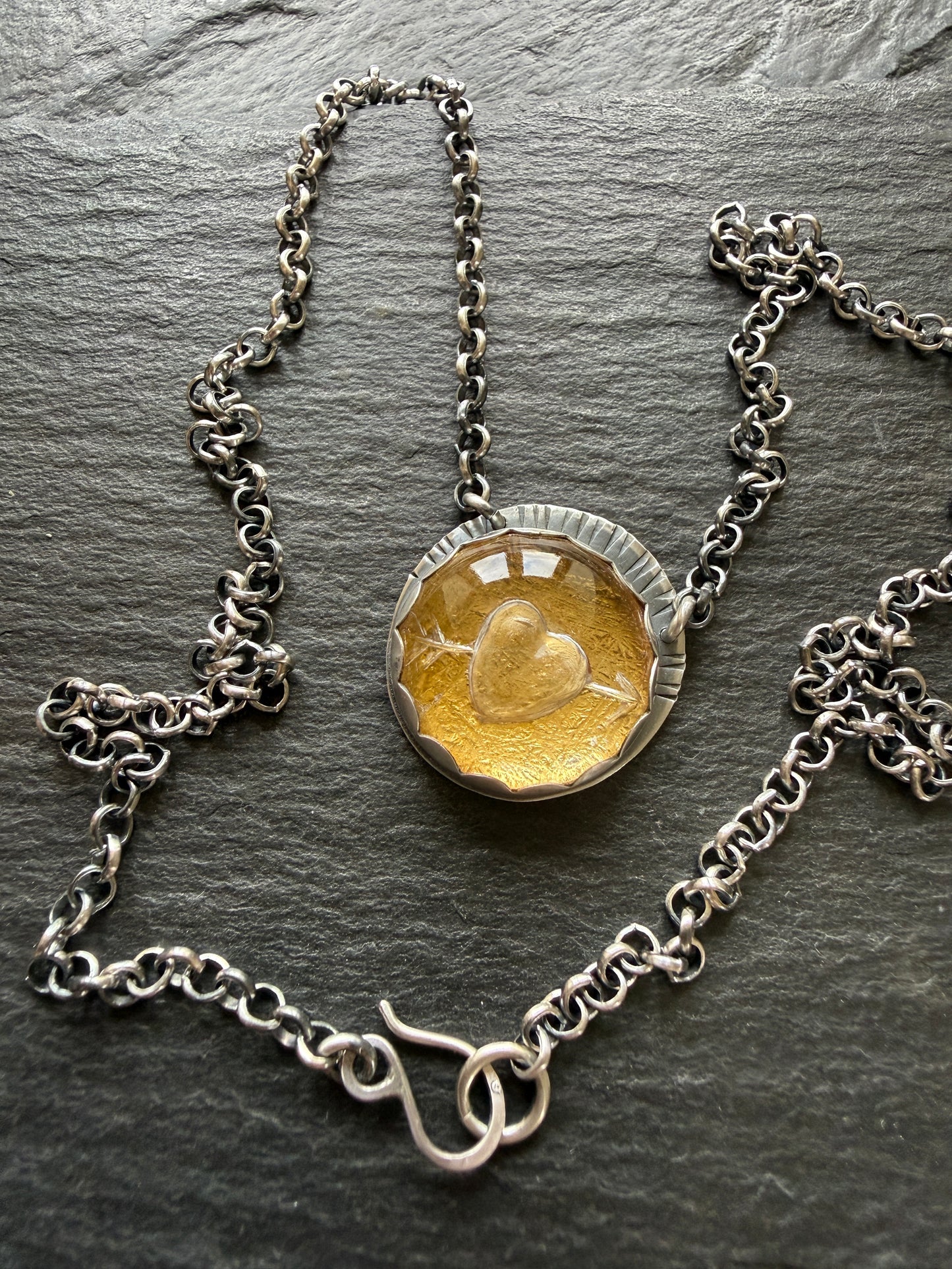 Carved Quartz Stone with 24ct Gold