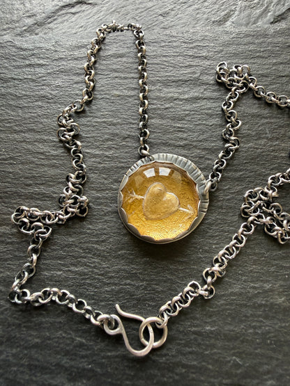 Carved Quartz Stone with 24ct Gold