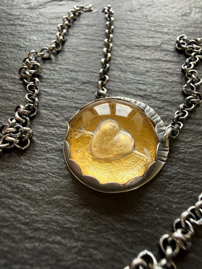 Carved Quartz Stone with 24ct Gold