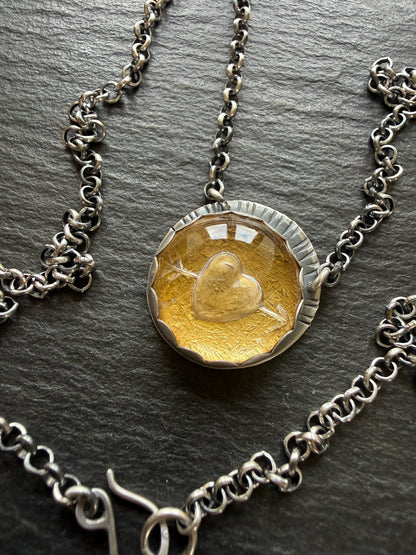 Carved Quartz Stone with 24ct Gold