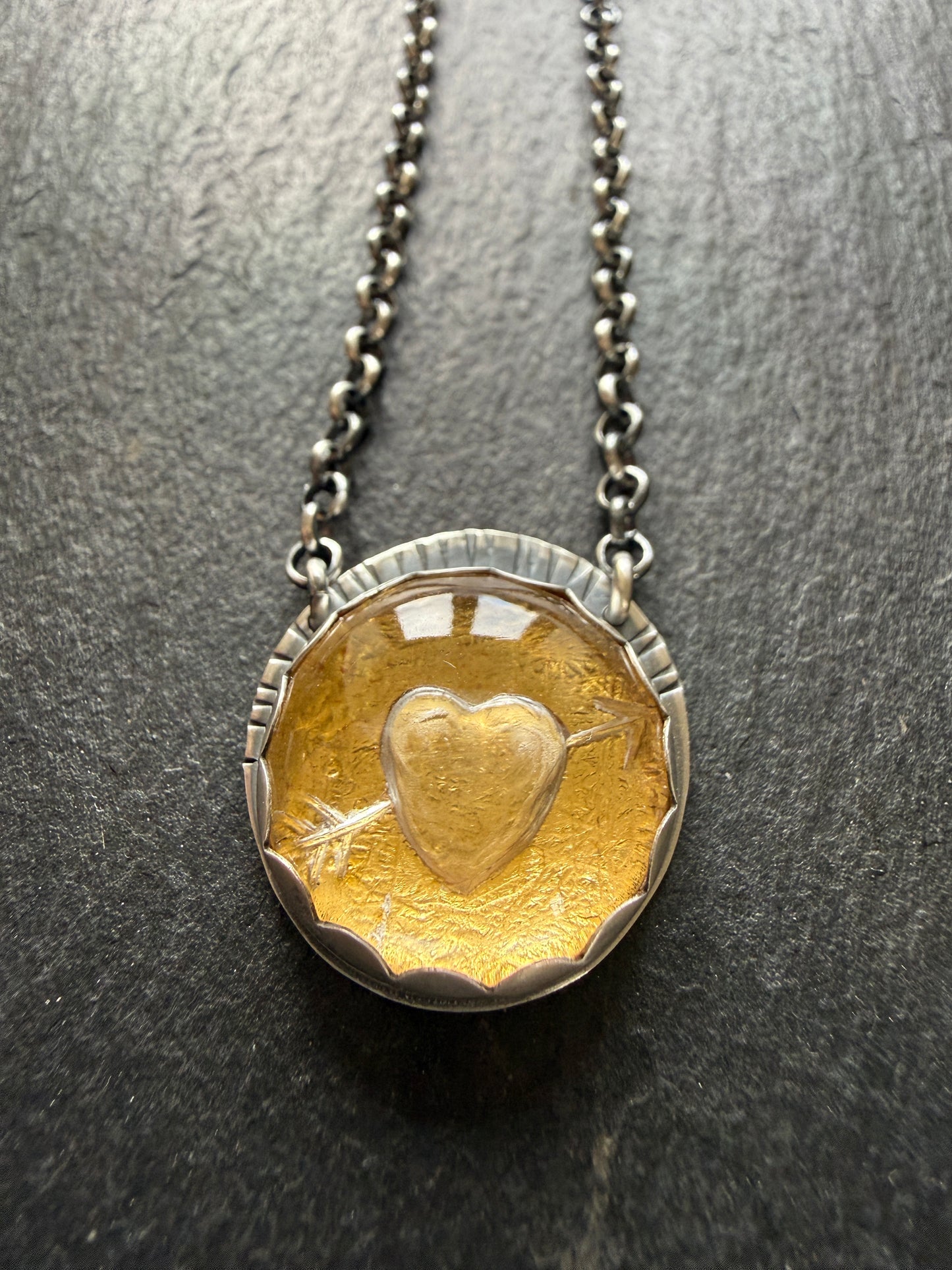 Carved Quartz Stone with 24ct Gold