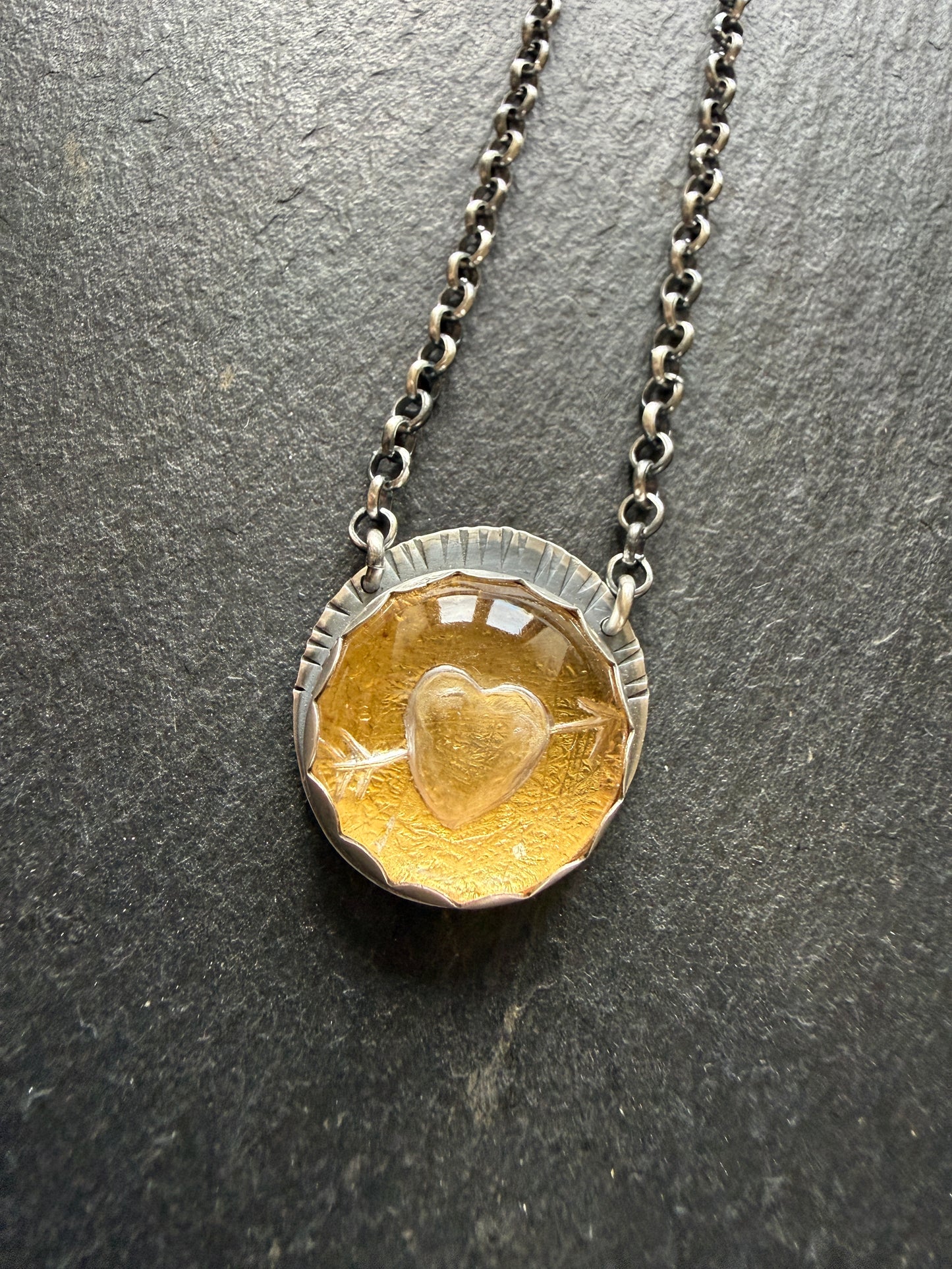 Carved Quartz Stone with 24ct Gold