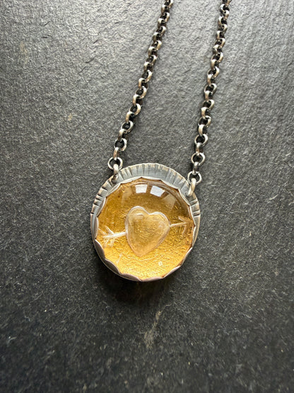 Carved Quartz Stone with 24ct Gold
