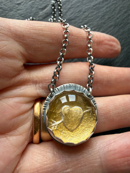 Carved Quartz Stone with 24ct Gold