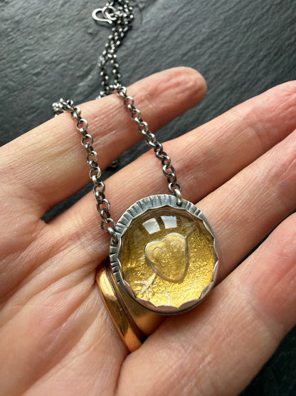Carved Quartz Stone with 24ct Gold