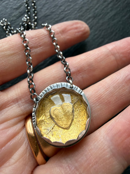 Carved Quartz Stone with 24ct Gold