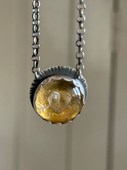 Carved Quartz Stone with 24ct Gold