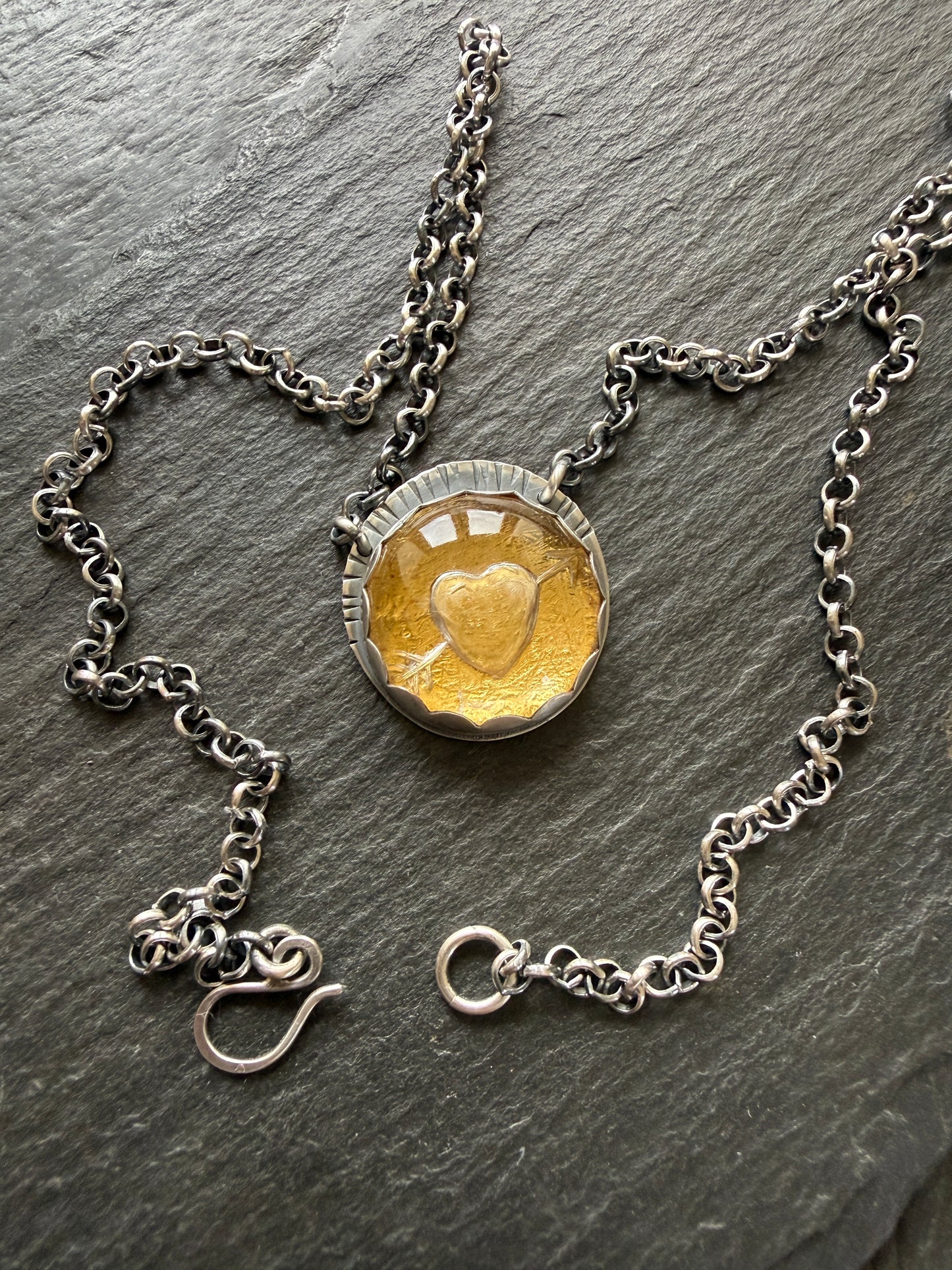 Carved Quartz Stone with 24ct Gold
