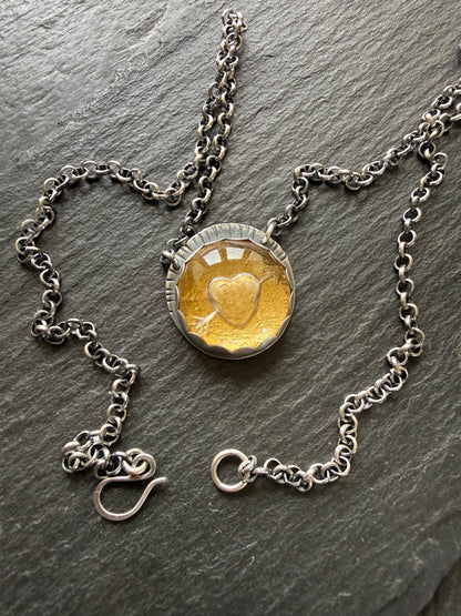 Carved Quartz Stone with 24ct Gold