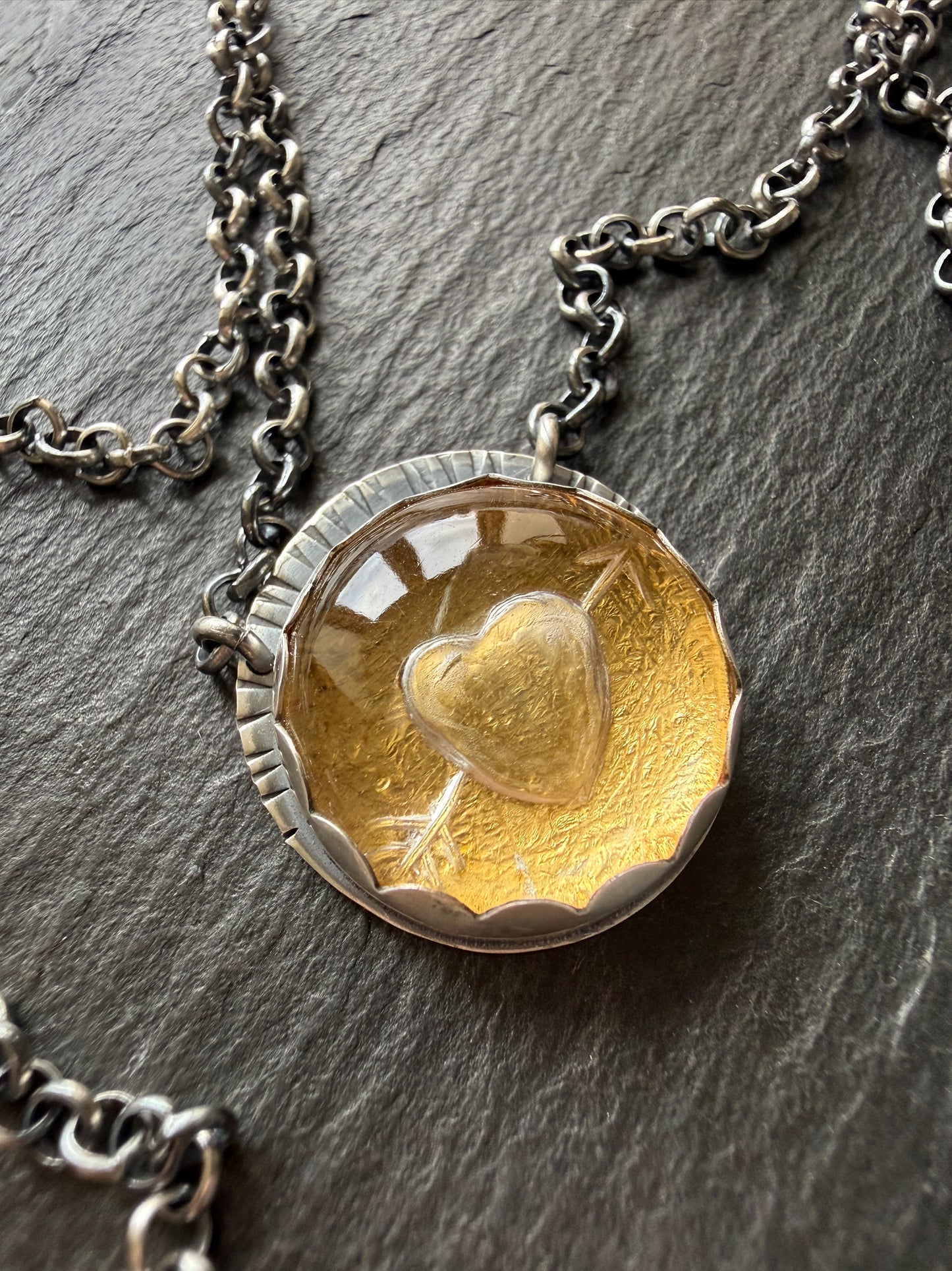 Carved Quartz Stone with 24ct Gold