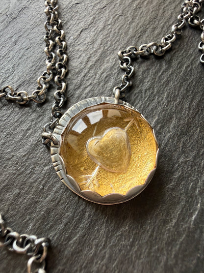 Carved Quartz Stone with 24ct Gold