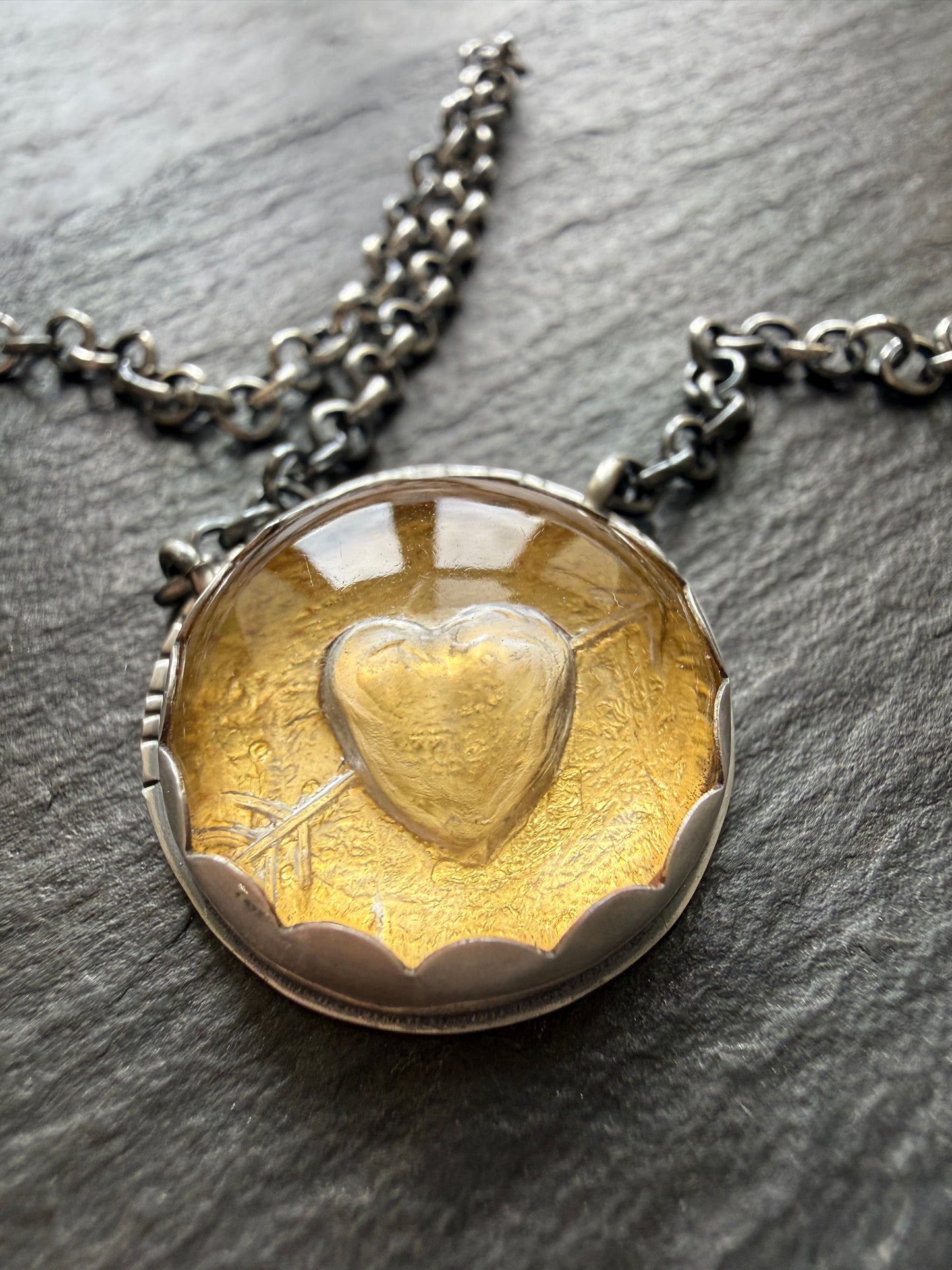 Carved Quartz Stone with 24ct Gold
