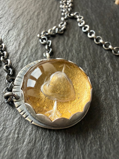 Carved Quartz Stone with 24ct Gold