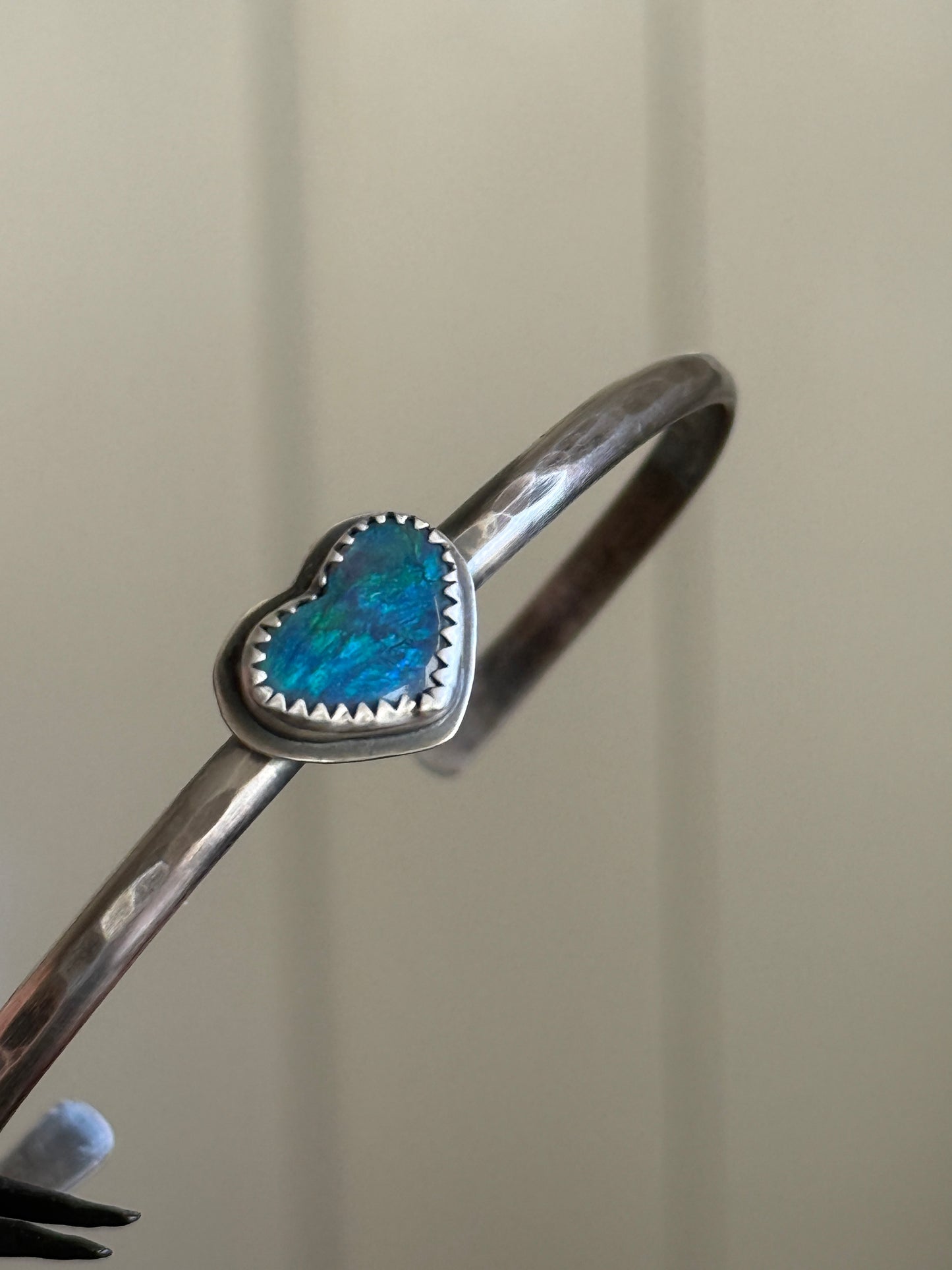 Dainty Heart Opal Bangle