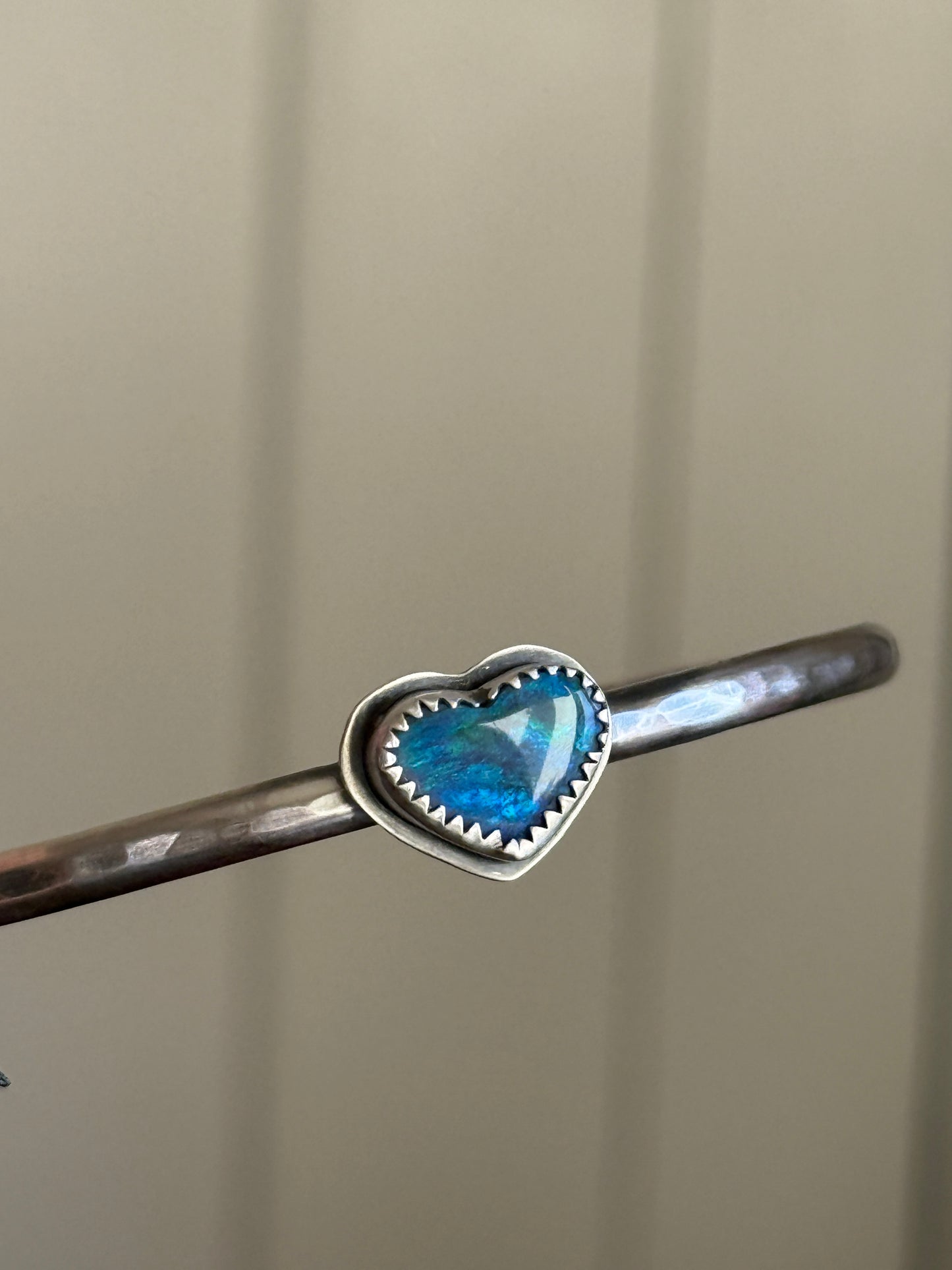 Dainty Heart Opal Bangle