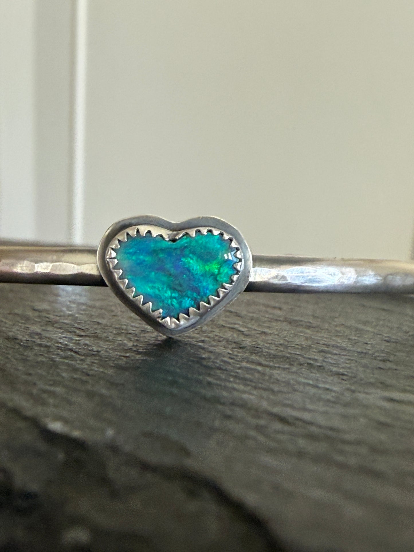 Dainty Heart Opal Bangle