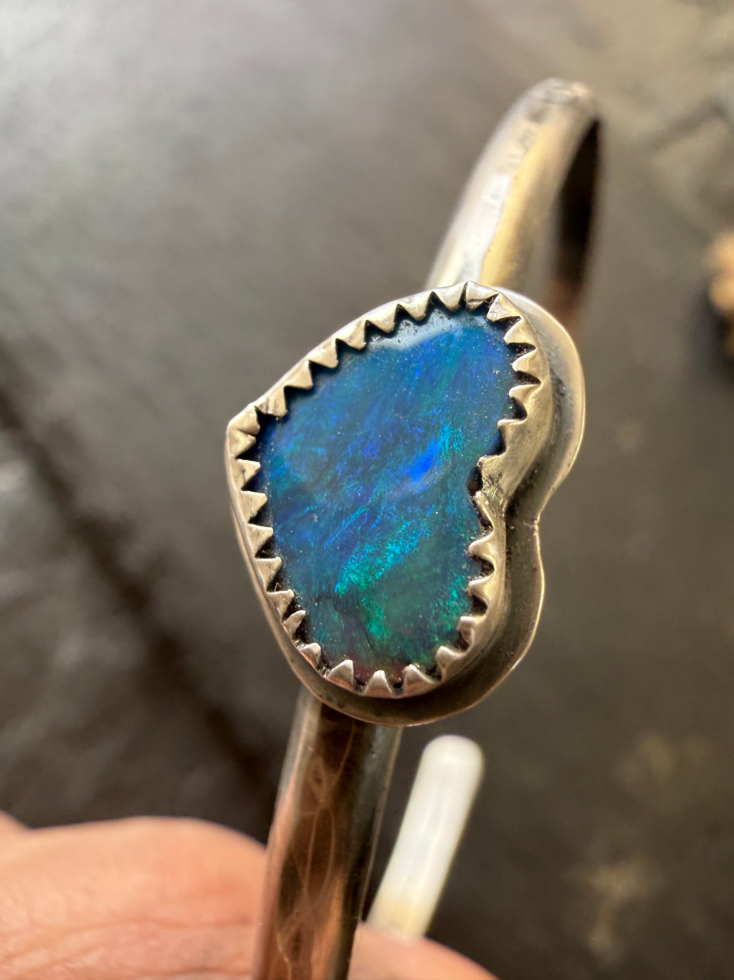 Dainty Heart Opal Bangle