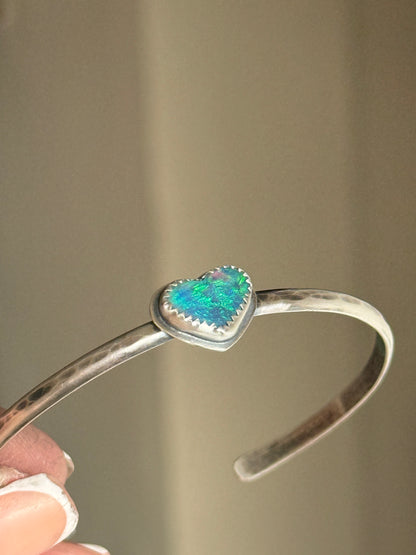 Dainty Heart Opal Bangle