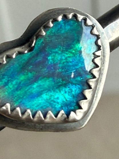 Dainty Heart Opal Bangle