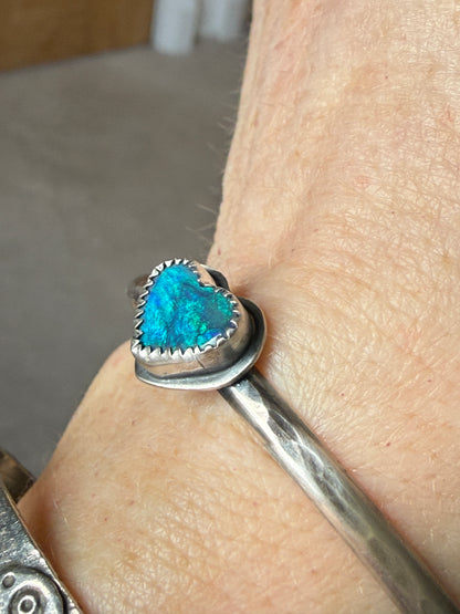 Dainty Heart Opal Bangle