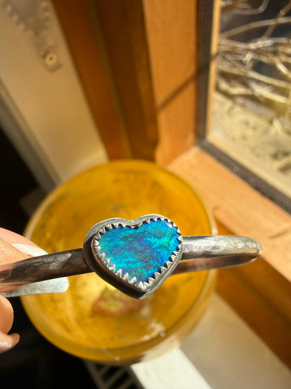 Dainty Heart Opal Bangle