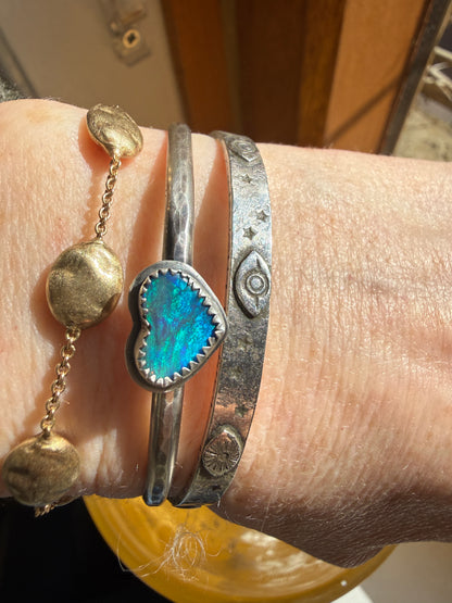Dainty Heart Opal Bangle