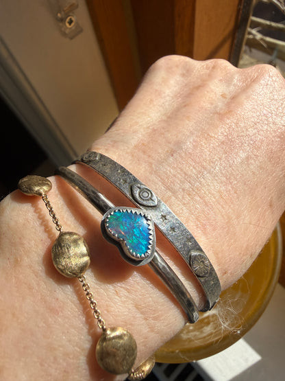 Dainty Heart Opal Bangle