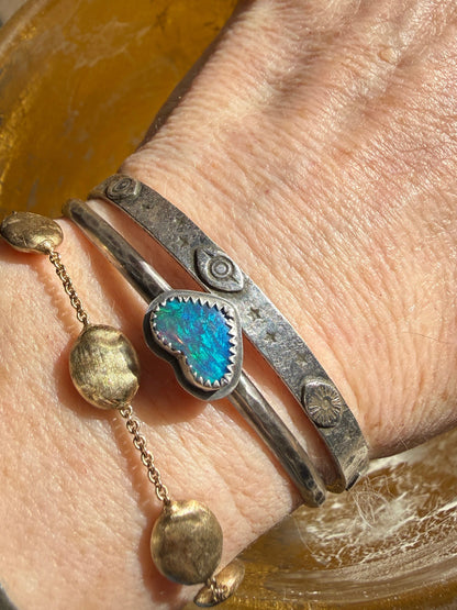 Dainty Heart Opal Bangle