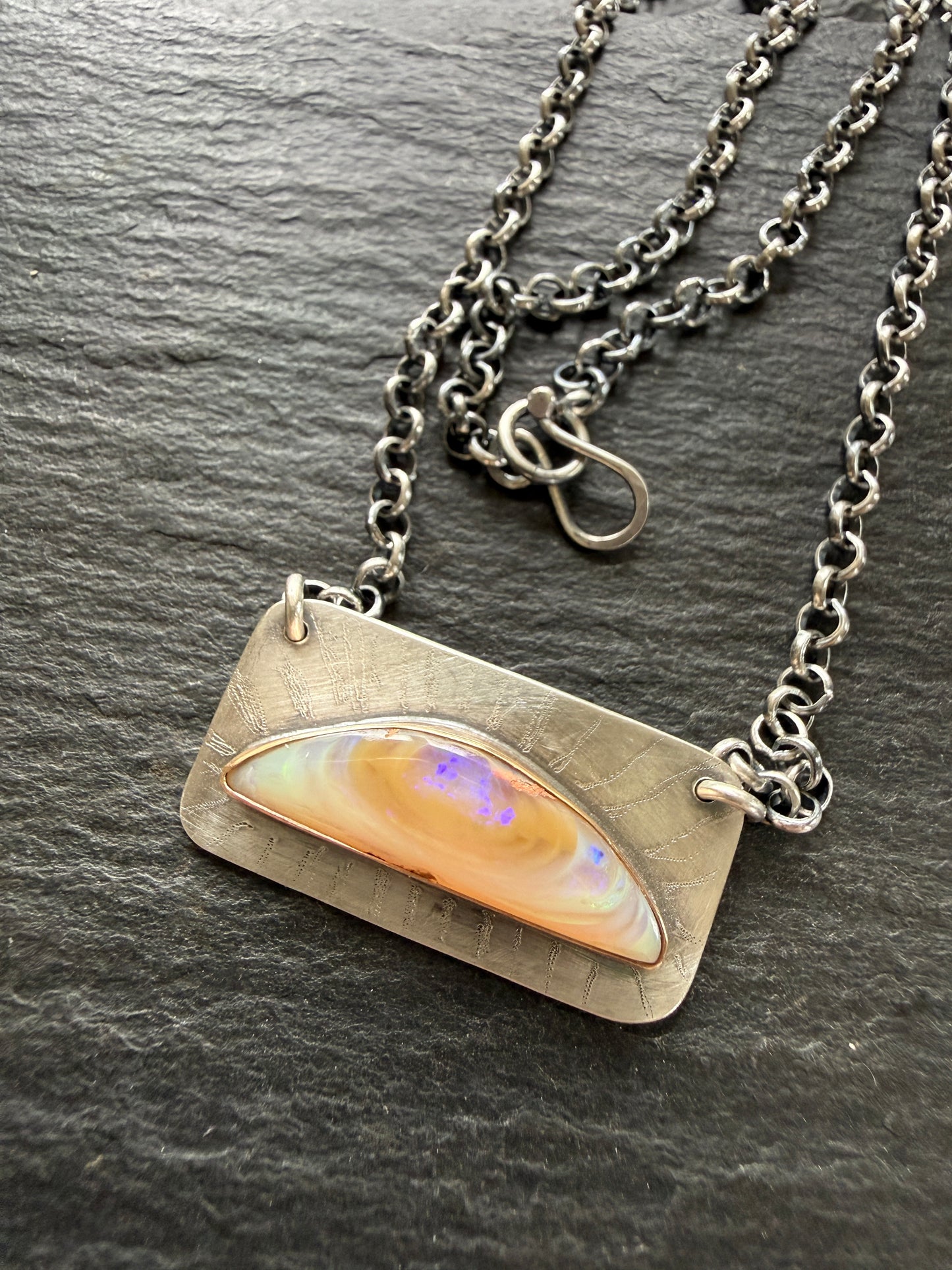 Peach Opal Bar Pendant