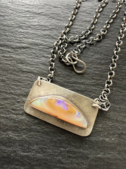 Peach Opal Bar Pendant