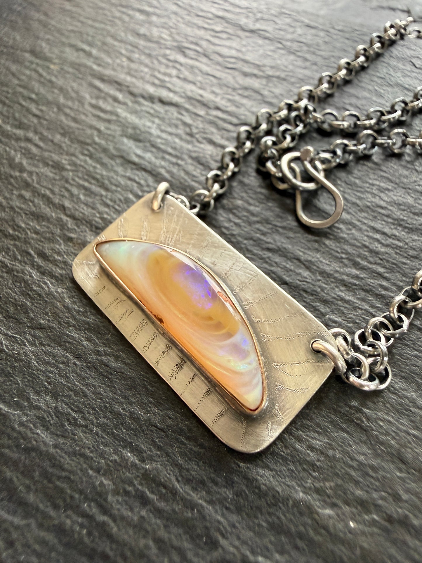 Peach Opal Bar Pendant