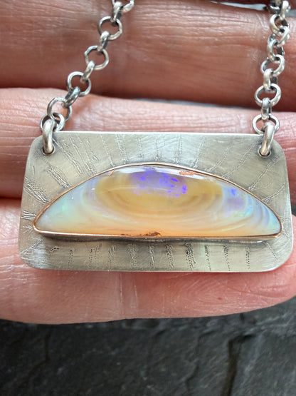 Peach Opal Bar Pendant
