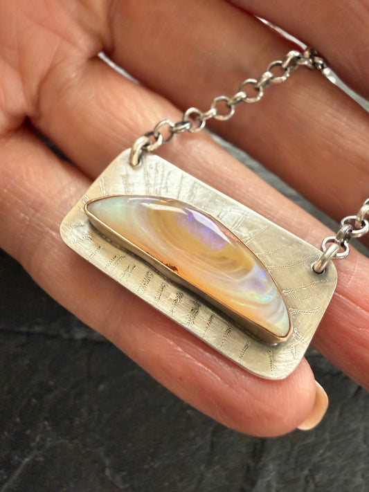 Peach Opal Bar Pendant