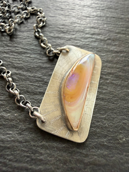 Peach Opal Bar Pendant