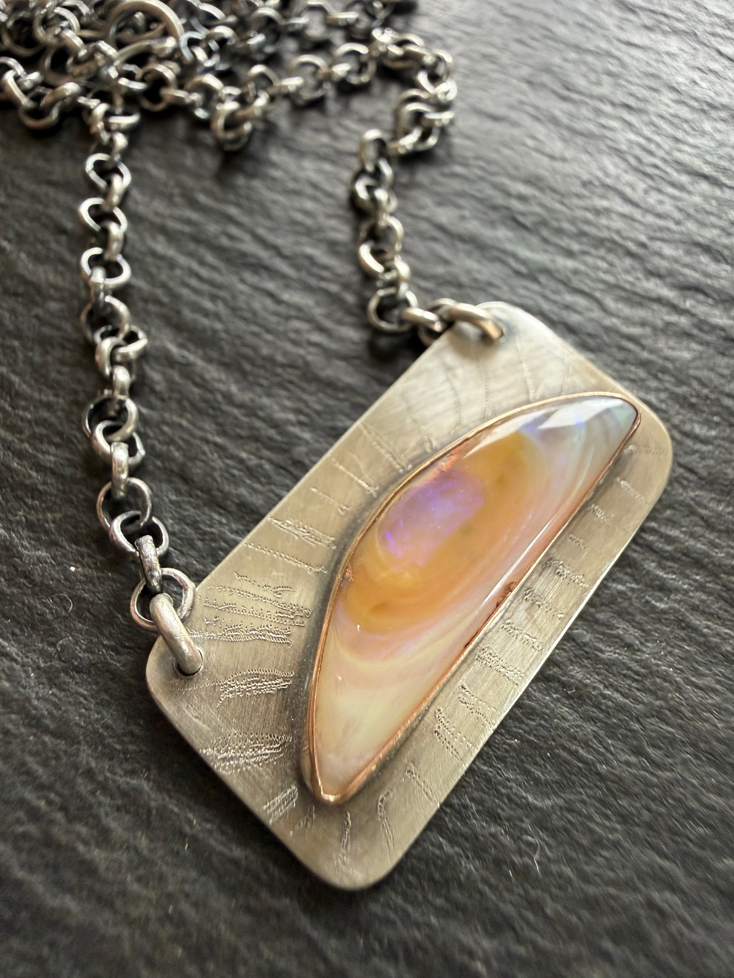 Peach Opal Bar Pendant