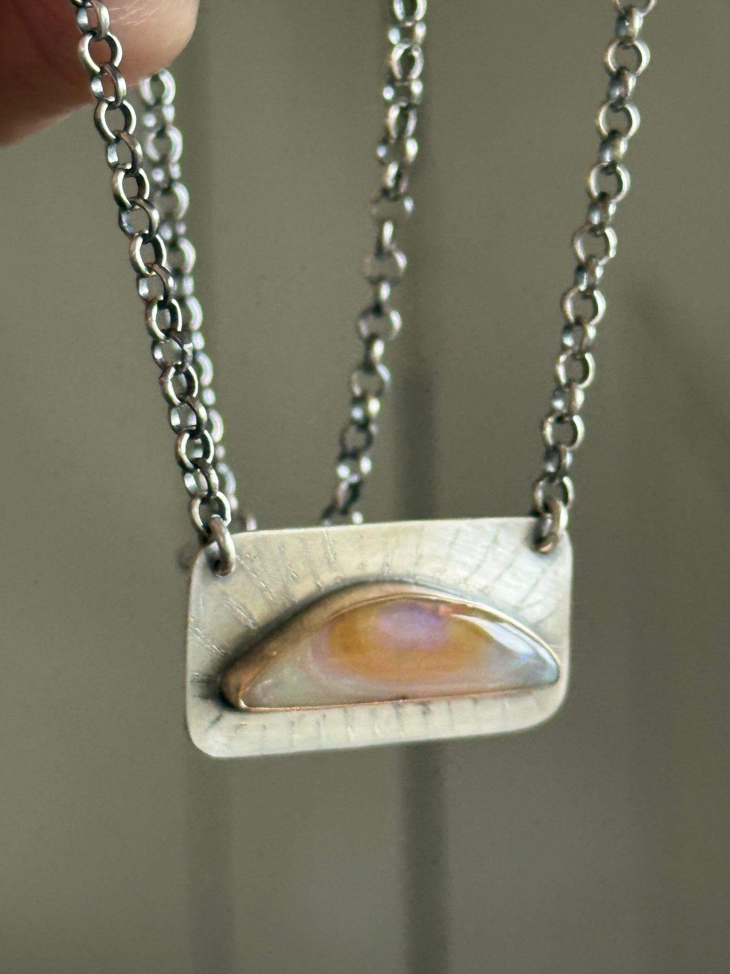 Peach Opal Bar Pendant