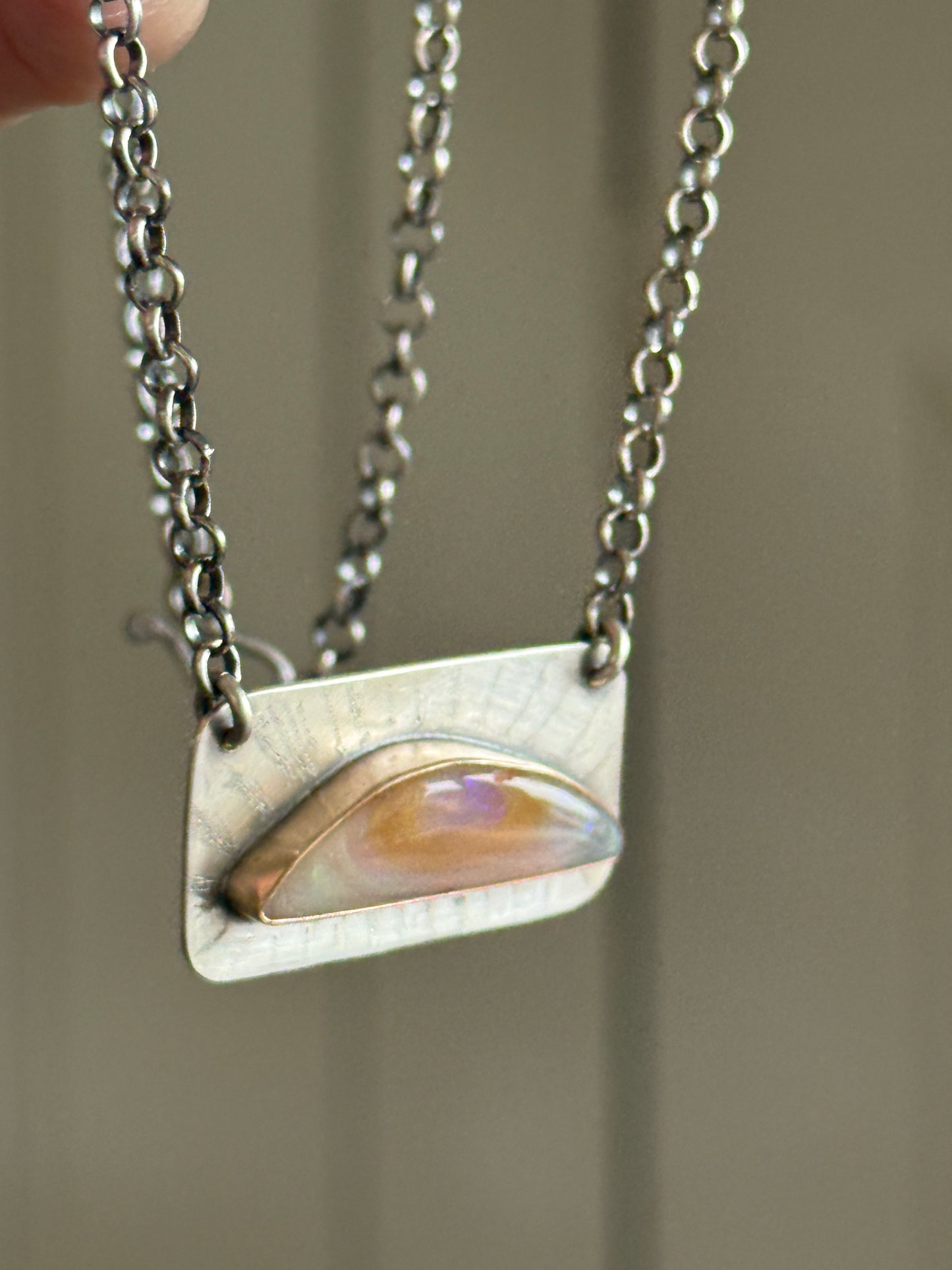 Peach Opal Bar Pendant