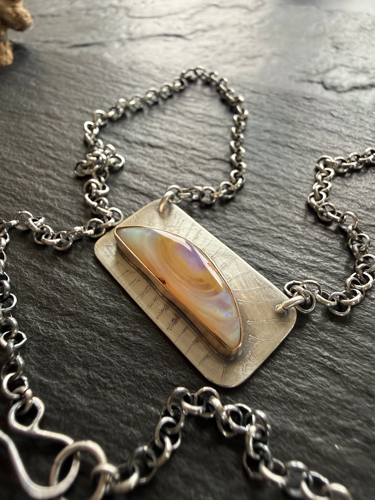 Peach Opal Bar Pendant