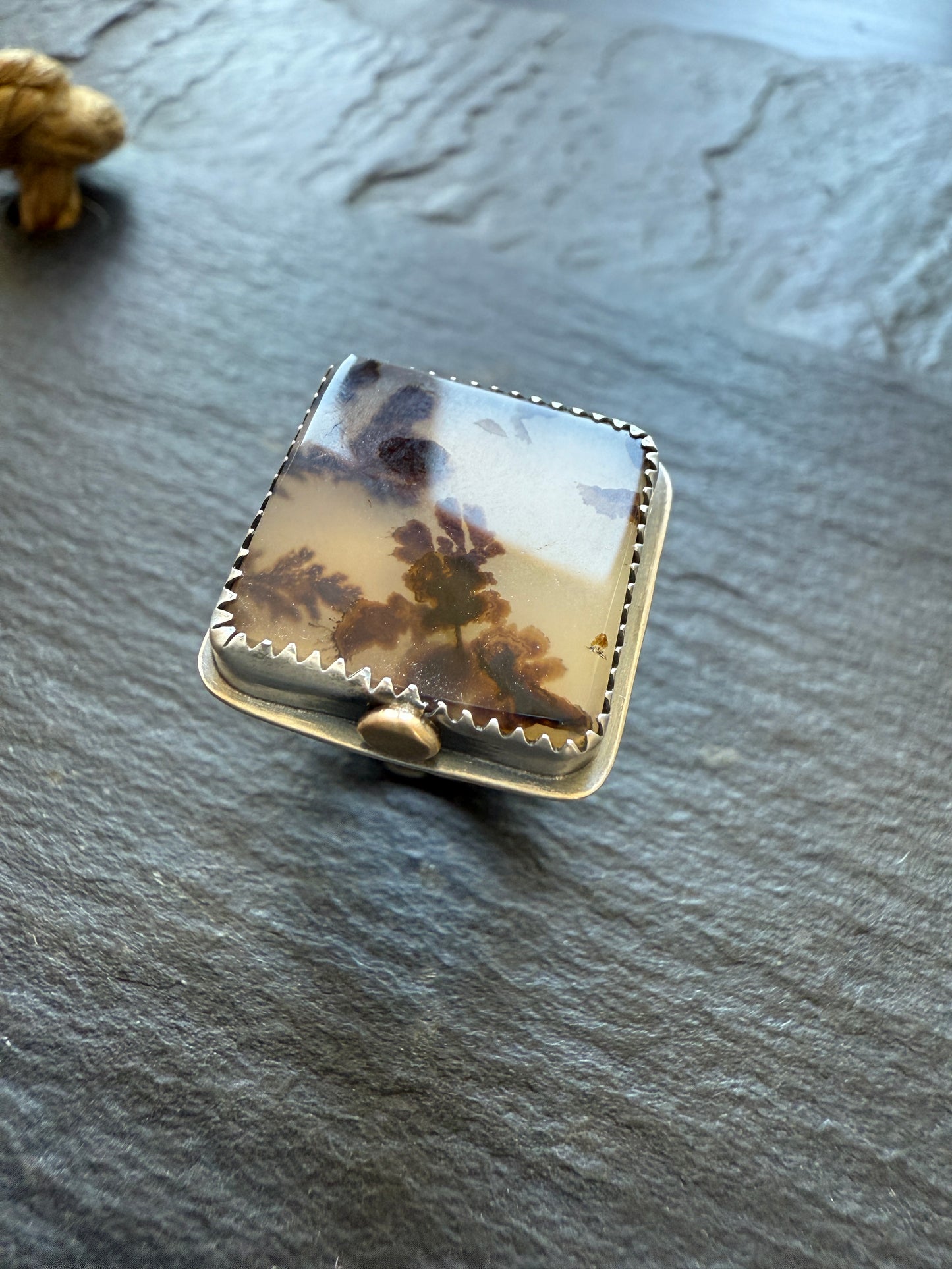 Dentritic Agate Ring US 6 3/4